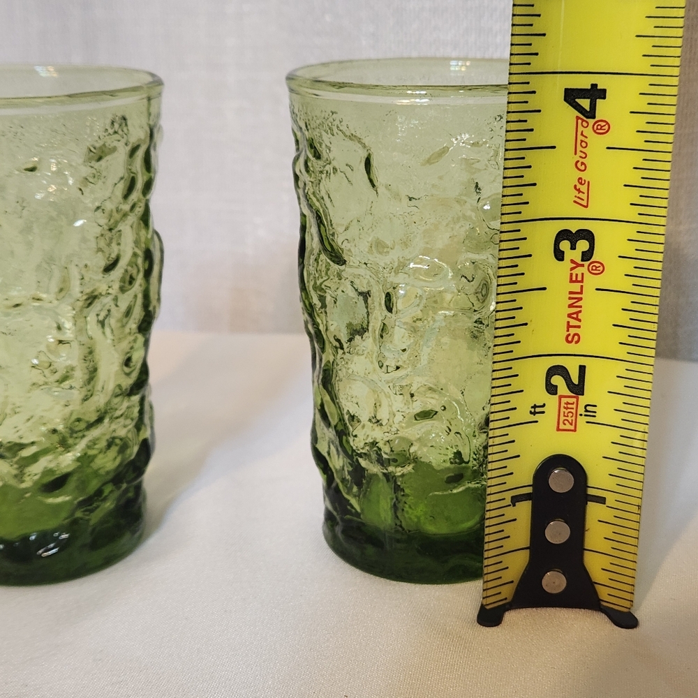 Vintage MCM Avocado Green GLASSES 4 inch Juice Glasses Lot of 2 - Picture 5 of 6